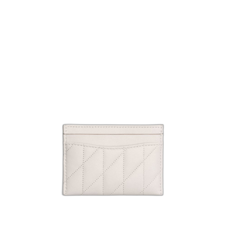 Coach Women's Essential Card Case With Pillow Quilting Brass/Chalk