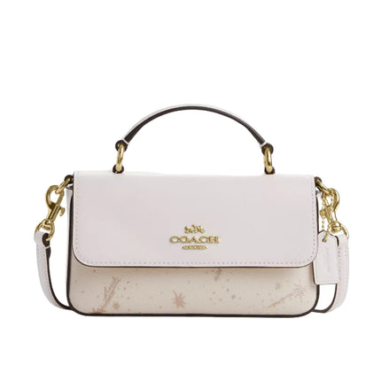 Coach Women's Mini Josie Top Handle Bag With Star Print Gold/Chalk Multi