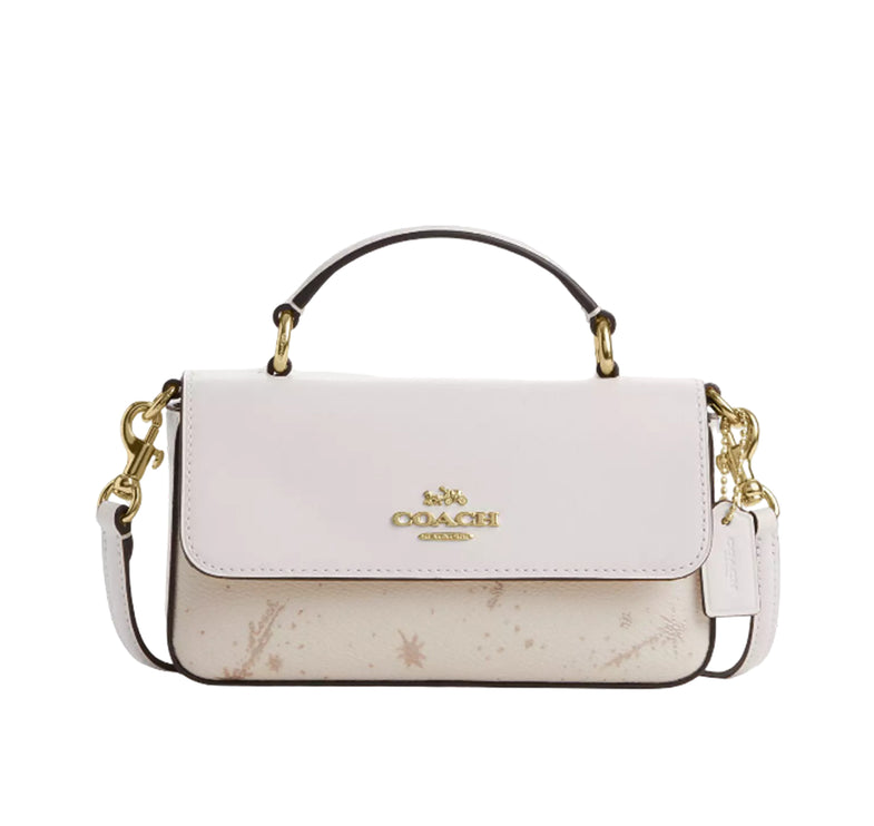 Coach Women's Mini Josie Top Handle Bag With Star Print Gold/Chalk Multi