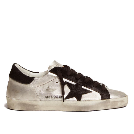 Golden Goose Women's Supe Star in Silver Leather with Contrasting Inserts