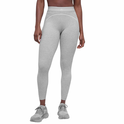 alo Women's 7/8 High-Waist Alosoft Heart Throb Legging Athletic Heather Grey/White