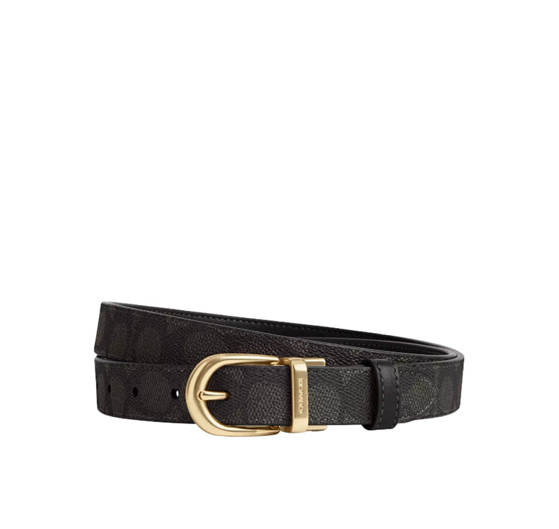 Coach Women's Harness Buckle Cut To Size Reversible Belt, 25 Mm Gold/Walnut/Black