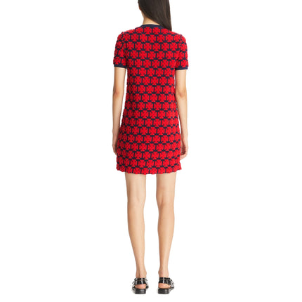 Tory Burch Women's Logo Boucle Dress Maraschino Red/Medium Navy