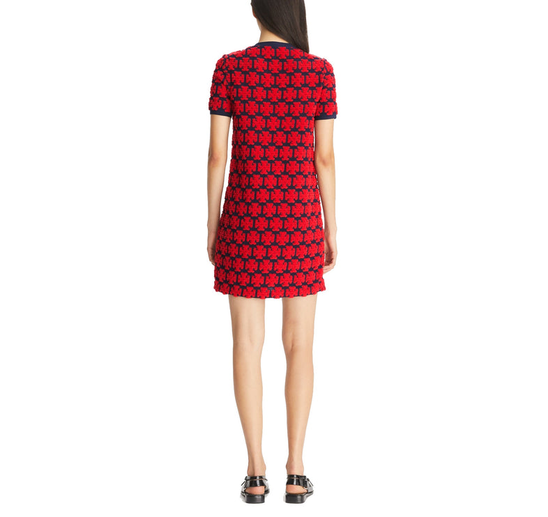 Tory Burch Women's Logo Boucle Dress Maraschino Red/Medium Navy
