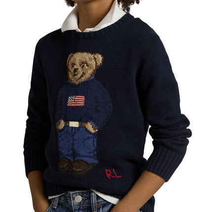 Polo Ralph Lauren Boy's Polo Bear Cotton Sweater Hunter Navy