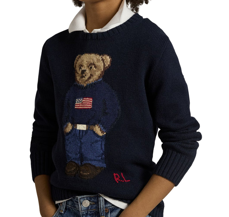 Polo Ralph Lauren Boy's Polo Bear Cotton Sweater Hunter Navy