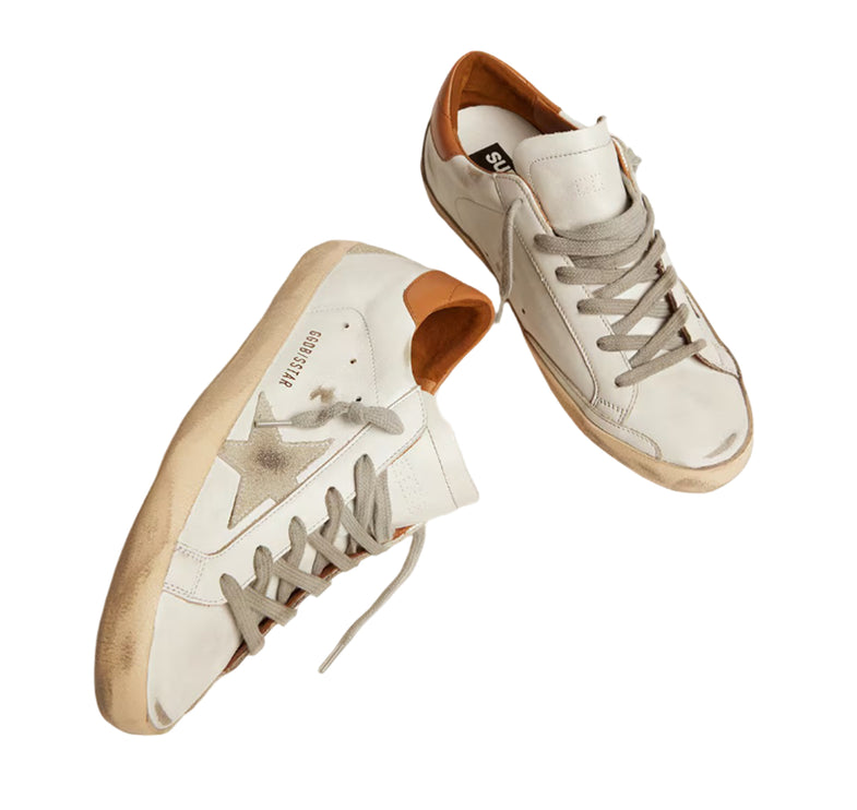 Golden Goose Women's Super Star Sneakers with Suede Star and Brown Heel Tab