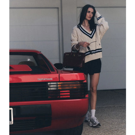 Sporty & Rich Women's SRC Logo Abigail Skirt Navy/White