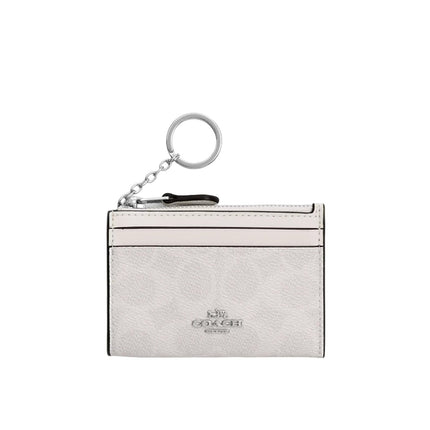 Coach Women's Mini Skinny Id Case In Signature Canvas Silver/White/Chalk