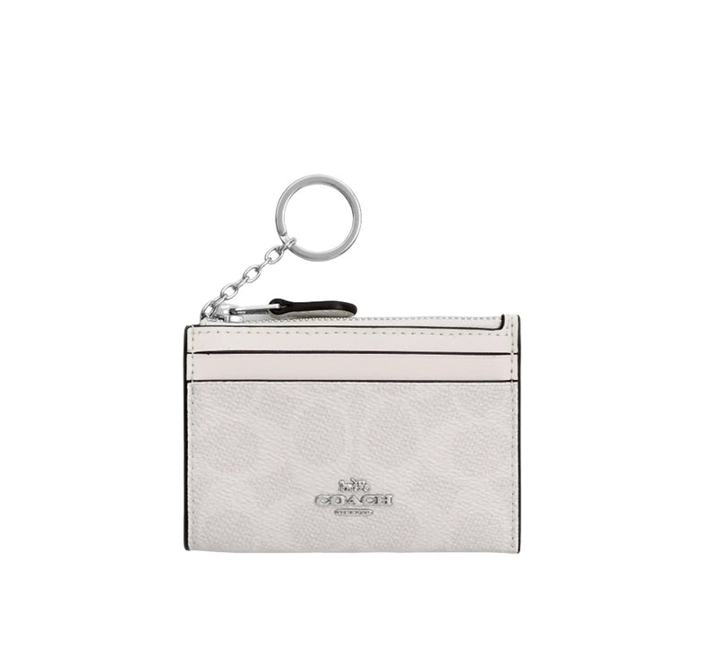 Coach Women's Mini Skinny Id Case In Signature Canvas Silver/White/Chalk
