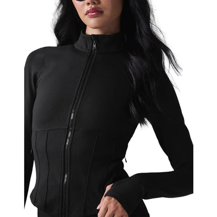 alo Women's Airbrush Corset Full Zip Jacket Black