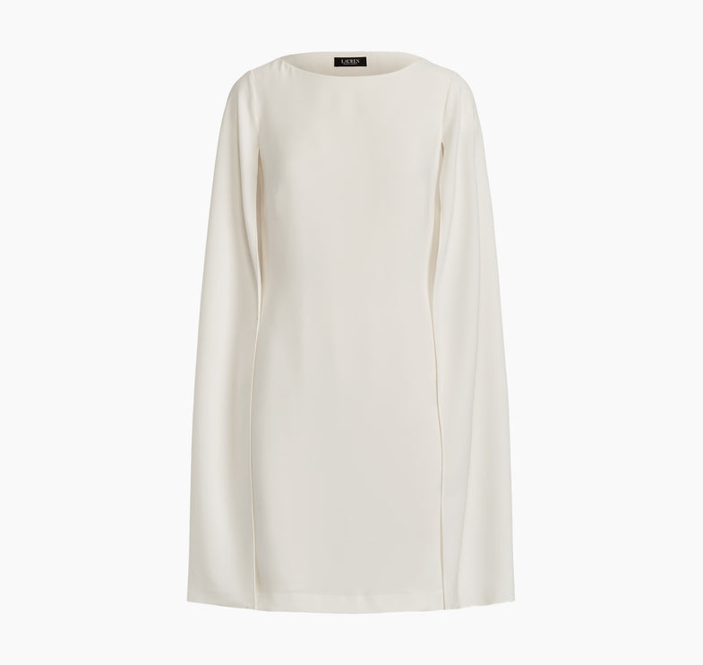 Polo Ralph Lauren Women's Cape Georgette Cocktail Dress Mascarpone Cream