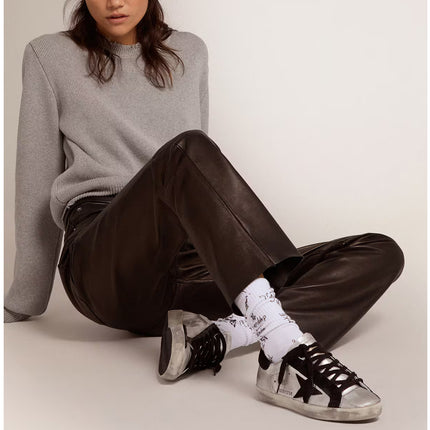 Golden Goose Women's Supe Star in Silver Leather with Contrasting Inserts