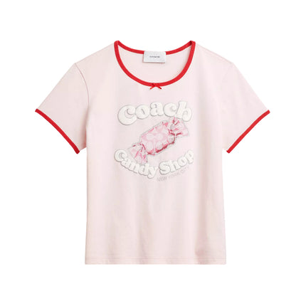 Coach Women's Candy Shop Scoop Neck T-Shirt Pink/Multi