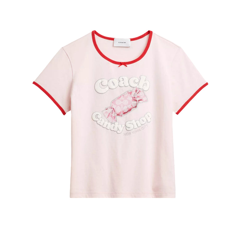 Coach Women's Candy Shop Scoop Neck T-Shirt Pink/Multi
