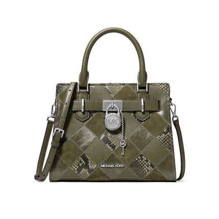Michael Kors Women's Hamilton Small Patchwork Satchel Olive