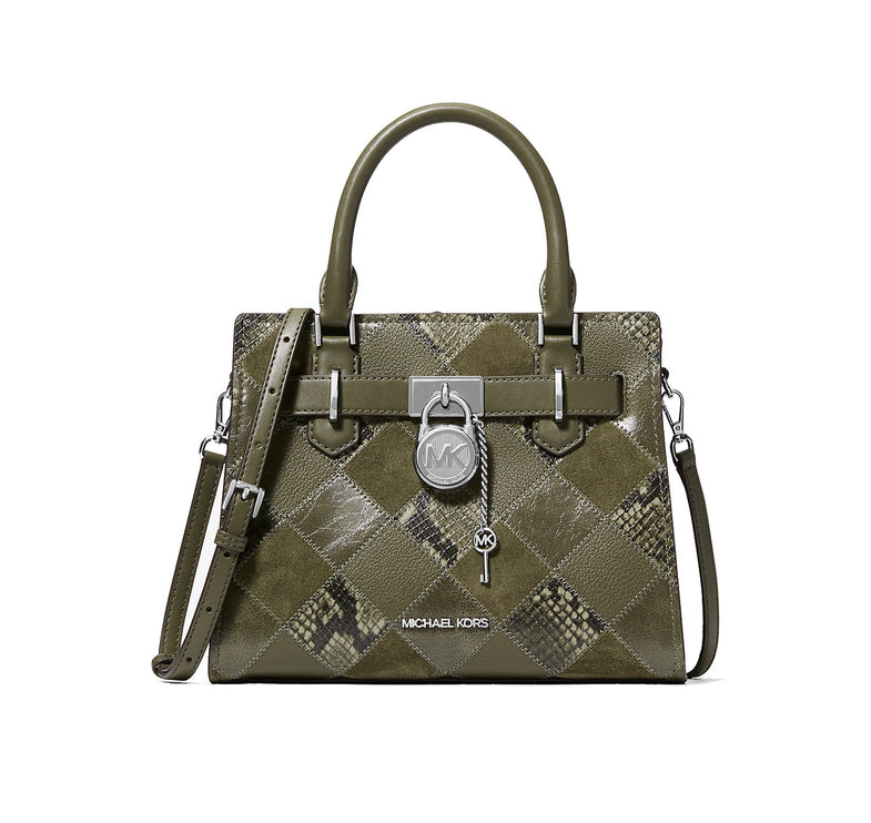 Michael Kors Women's Hamilton Small Patchwork Satchel Olive