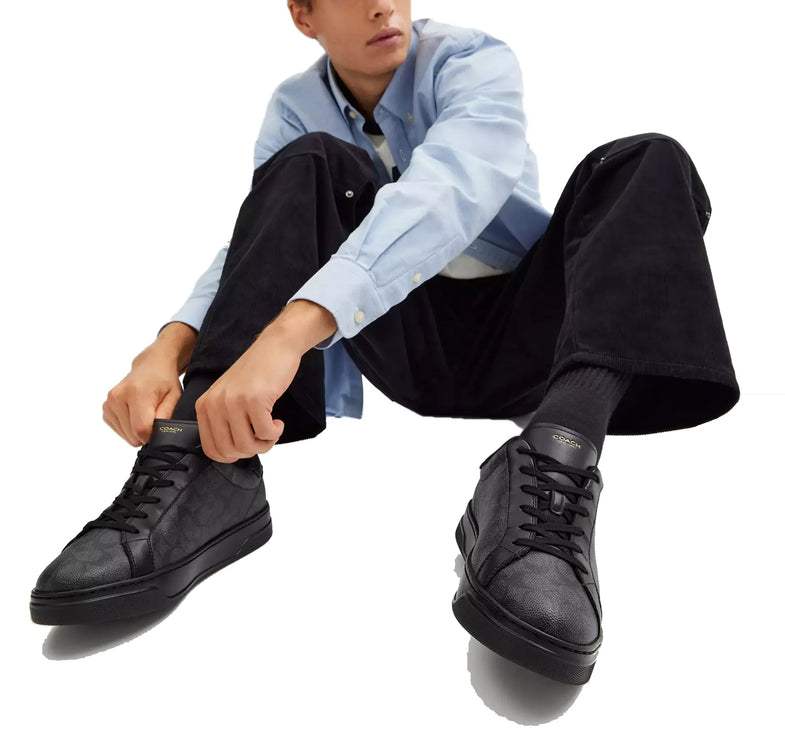 Coach Men's High Line Sneaker In Signature Canvas Graphite/Black
