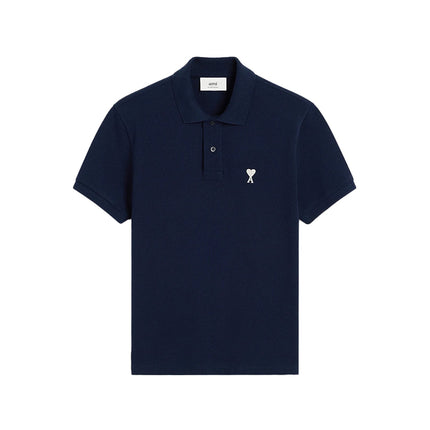 AMI Alexandre Mattiussi Unisex Ami de Coeur White Logo Polo Shirt Night Blue