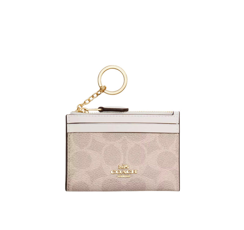 Coach Women's Mini Skinny Id Case In Signature Canvas Gold/Sand/Chalk