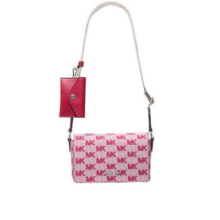 Michael Kors Women's Vincent Small Logo Jacquard Crossbody Bag with Card Case Dark Raspberry