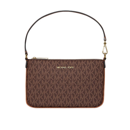 Michael Kors Women's Jet Set Small Signature Logo Convertible Wristlet Brown