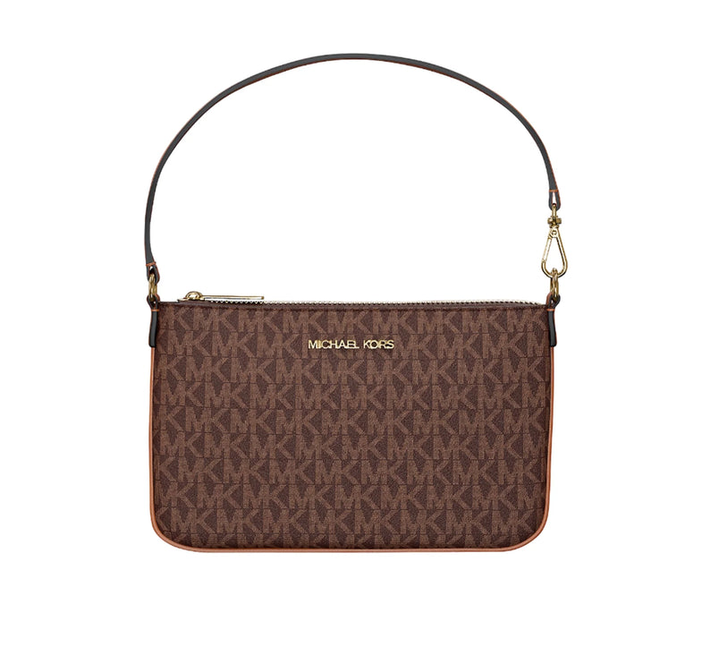 Michael Kors Women's Jet Set Small Signature Logo Convertible Wristlet Brown