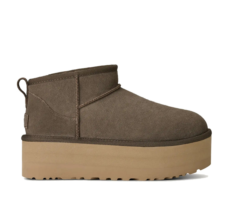 UGG Classic Ultra Mini Platform kadın botu, koyu yeşil (dried oregano) süet