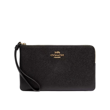 Coach Women's Large Corner Zip Wristlet Gold/Black