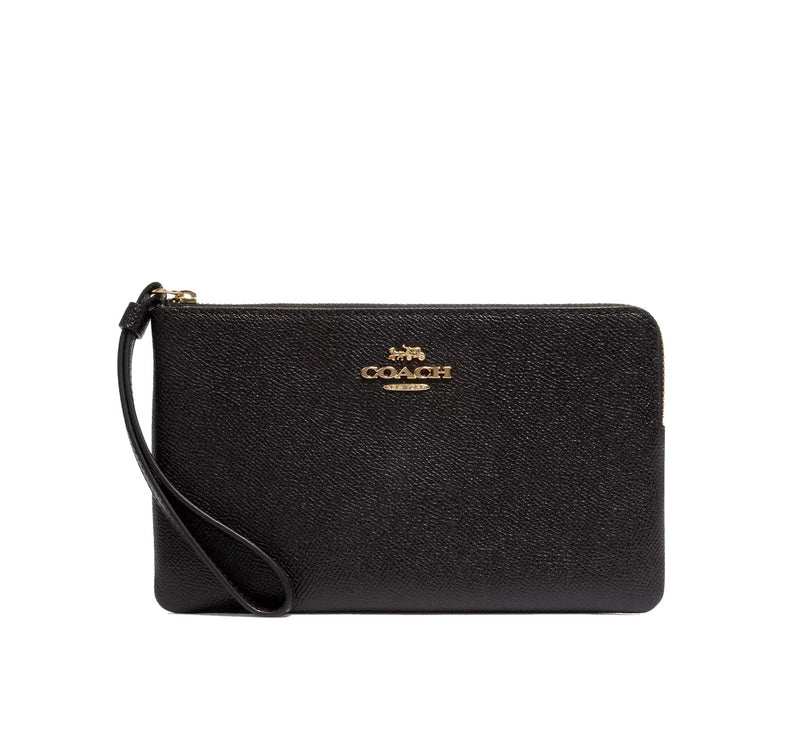 Coach Women's Large Corner Zip Wristlet Gold/Black