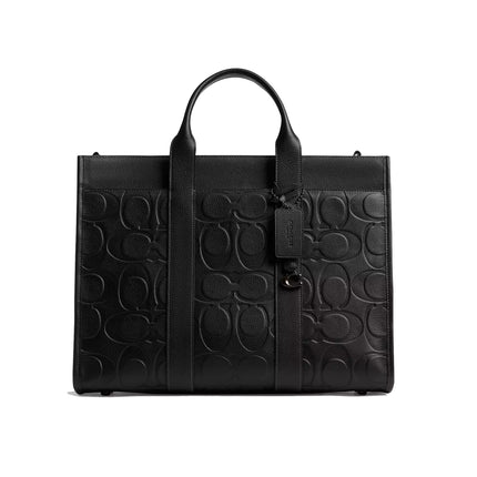 Coach Unisex Wesley Tote In Maxi Signature Leather Black
