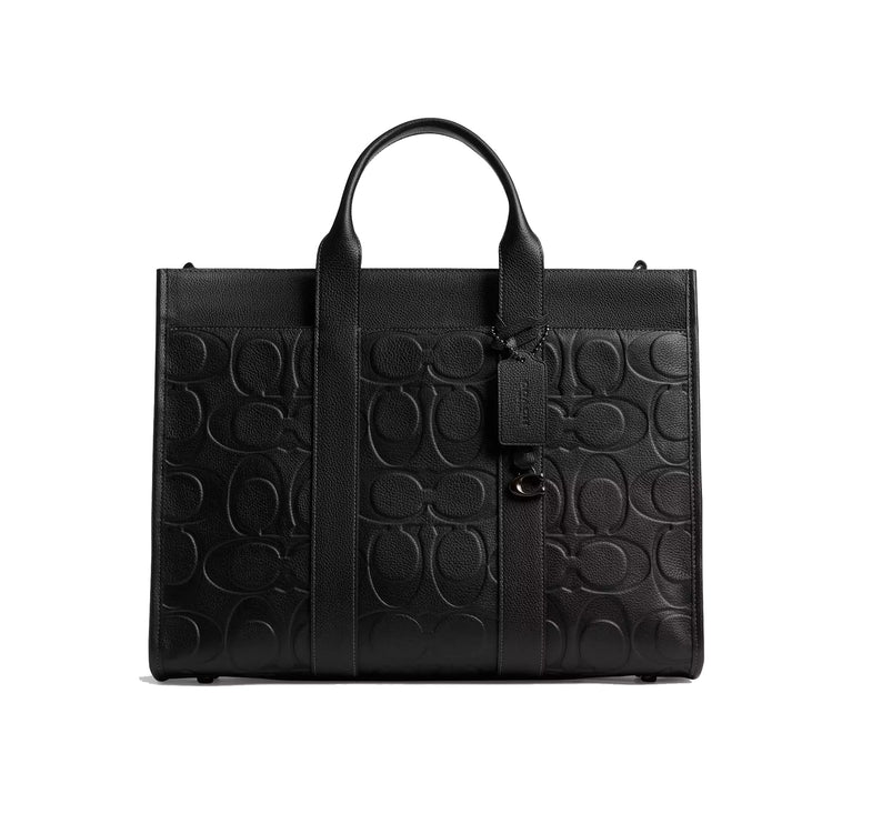 Coach Unisex Wesley Tote In Maxi Signature Leather Black