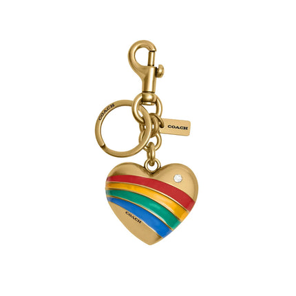 Coach Women's Heart Bag Charm Brass/Multi