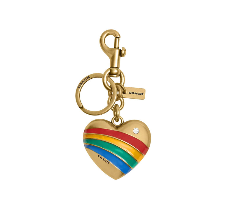Coach Women's Heart Bag Charm Brass/Multi