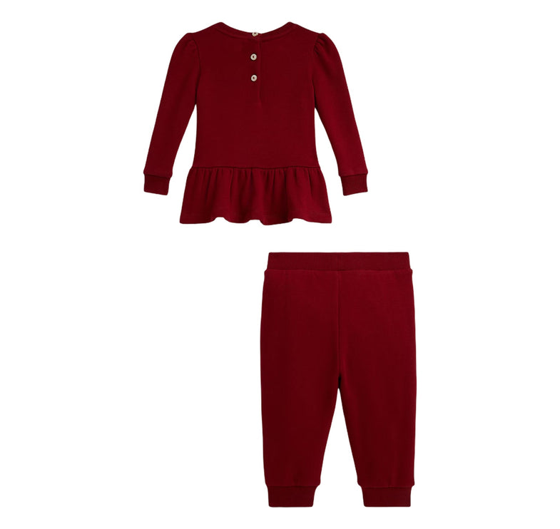 Polo Ralph Lauren Baby Polo Bear Fleece Sweatshirt & Pant Set Holiday Red
