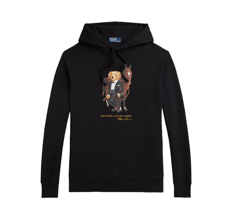 Polo Ralph Lauren Men's Polo Bear Fleece Hoodie Polo Black