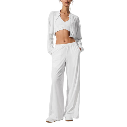 alo Women's Cropped Breezy Full-Zip Cover Up White