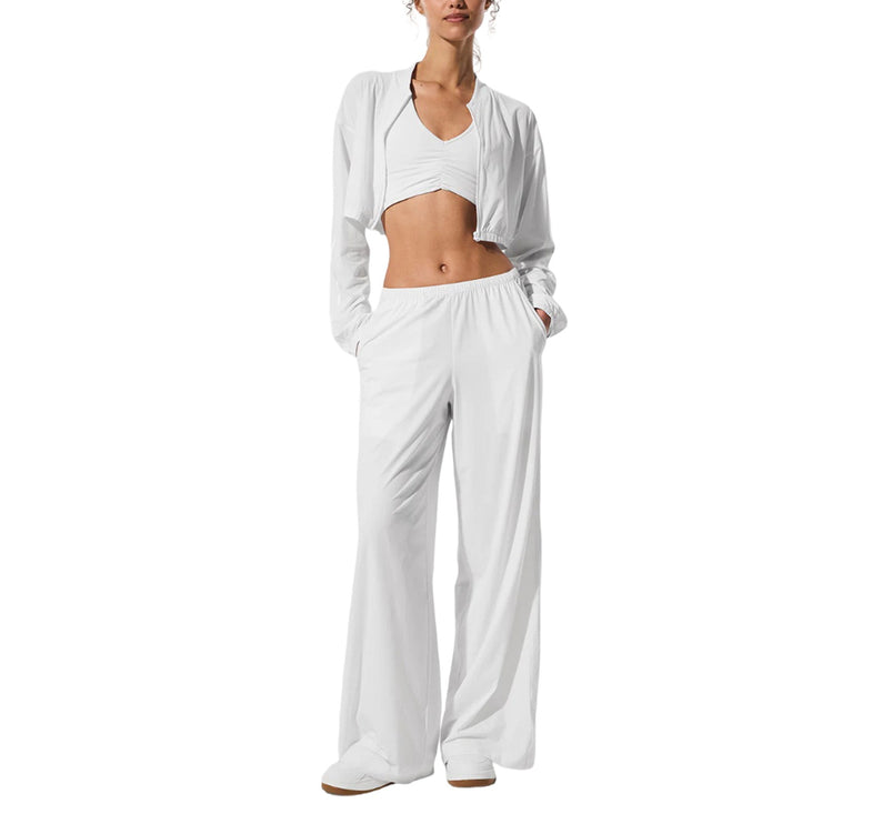 alo Women's Cropped Breezy Full-Zip Cover Up White