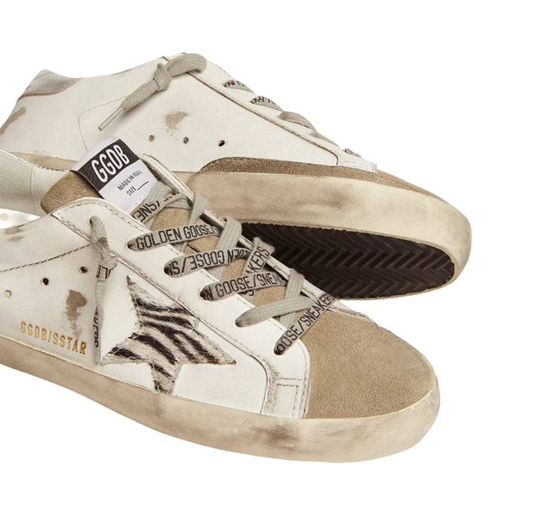 Golden Goose Women's Super Star with Zebra Print Pony Skin Star