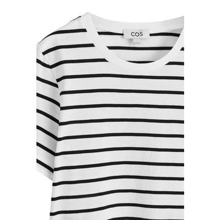 COS Women's Crew-Neck Cotton T-Shirt White/Striped