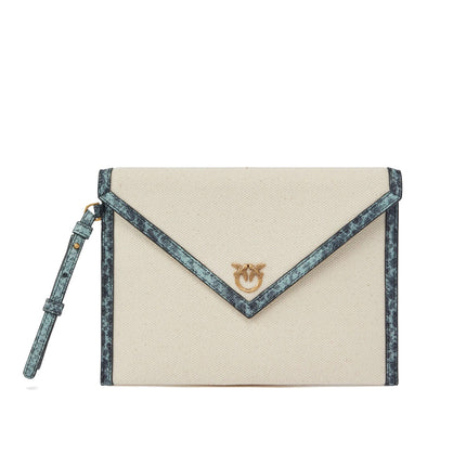 Pinko Women's Canvas Handbag With Printed Leather Trim Multi
