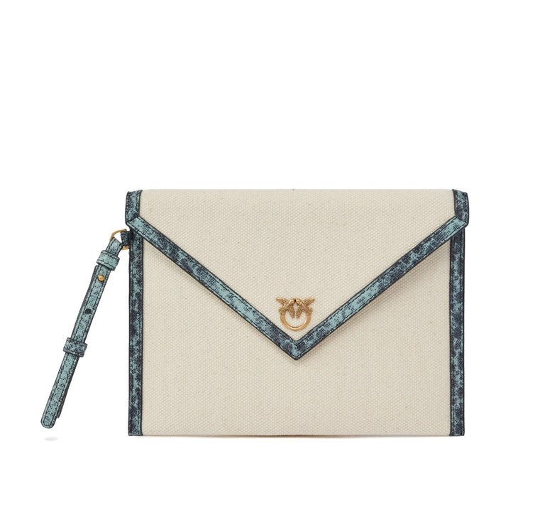 Pinko Women's Canvas Handbag With Printed Leather Trim Multi