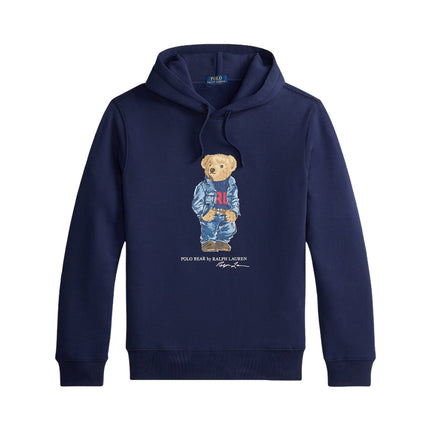 Polo Ralph Lauren Men's Polo Bear Fleece Hoodie Cruise Navy Denim Bear