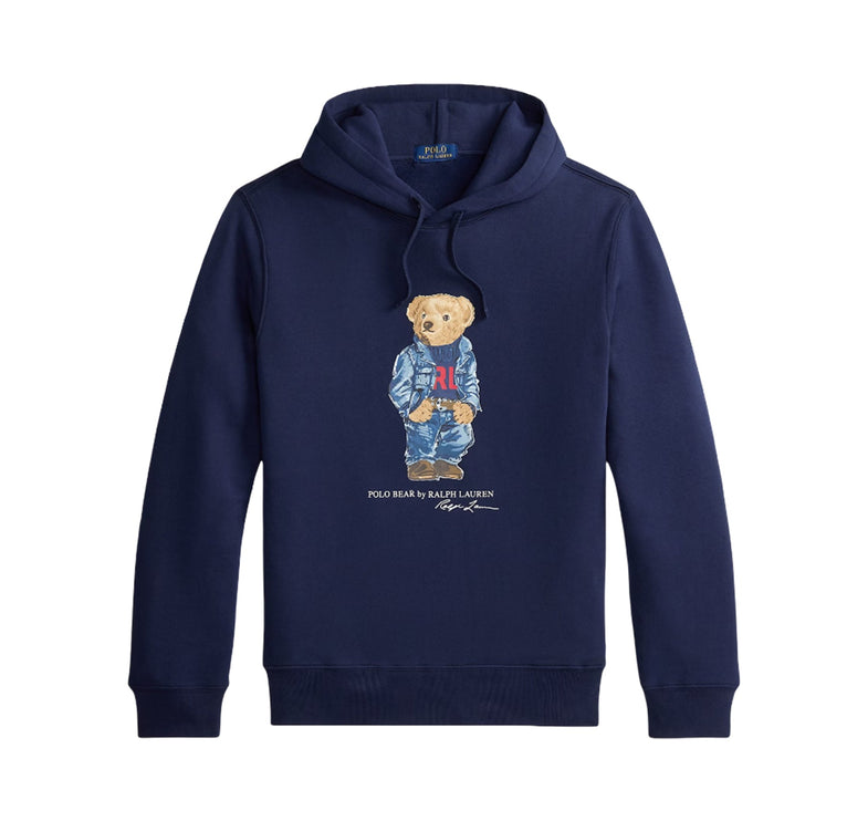 Polo Ralph Lauren Men's Polo Bear Fleece Hoodie Cruise Navy Denim Bear