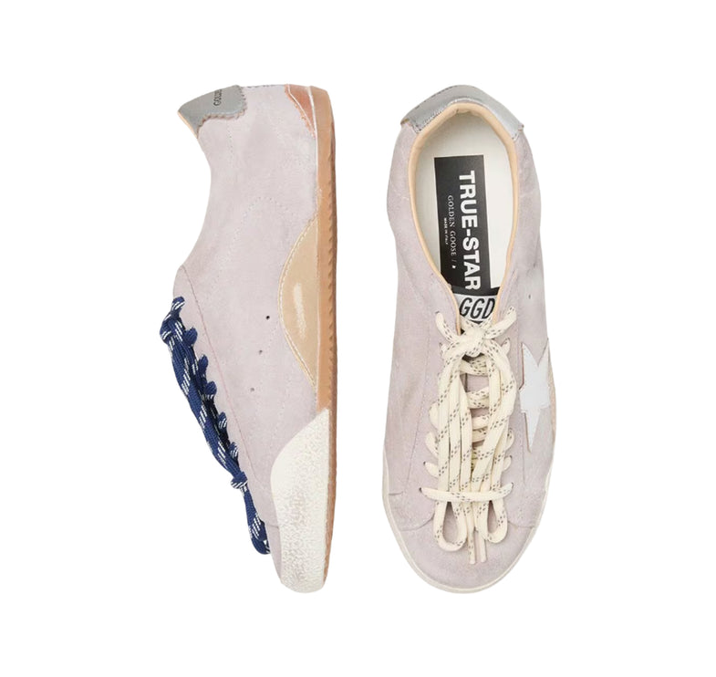 Golden Goose Women's True Star in Pastel Pink Suede with Silver Star