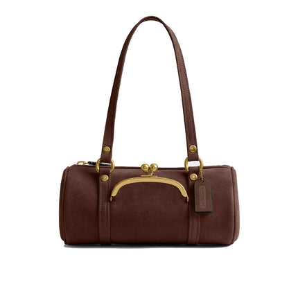 Coach Women's Kisslock Barrel Bag 28 Brass/Dark Chocolate
