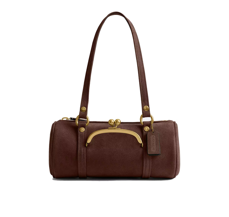 Coach Women's Kisslock Barrel Bag 28 Brass/Dark Chocolate