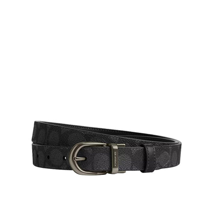 Coach Women's Harness Buckle Cut To Size Reversible Belt, 25 Mm Gunmetal/Charcoal/Black