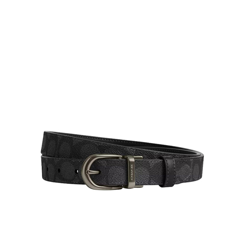 Coach Women's Harness Buckle Cut To Size Reversible Belt, 25 Mm Gunmetal/Charcoal/Black