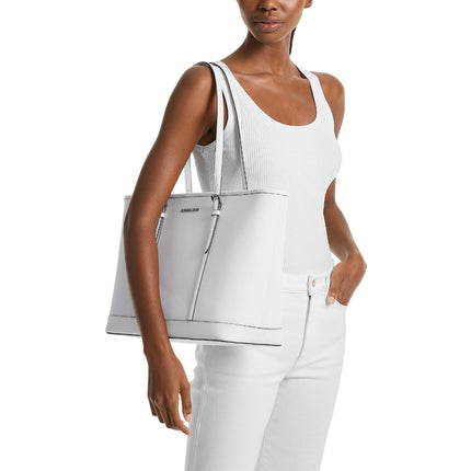 Michael Kors Women's Jet Set Travel Large Saffiano Leather Tote Bag Optic White